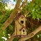 Set of 2 11.5"H Washed Yellow Distressed Solid Wood Cottage Decorative Outdoor Garden Birdhouse with Rattan